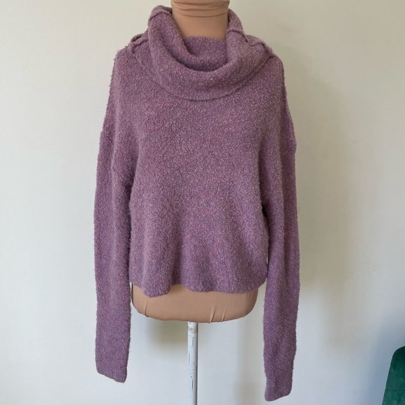 Free People Stormy Lavender Purple Boucle Knit Wool Blend Pullover Sweater EUC S - Picture 4 of 11